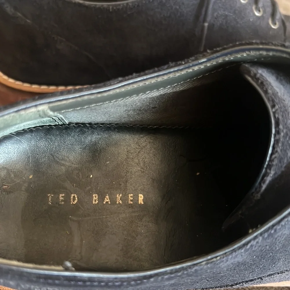 TED Baker‎ Navy Blue Suede Lace Up Leather Oxford Shoes Size 10.5